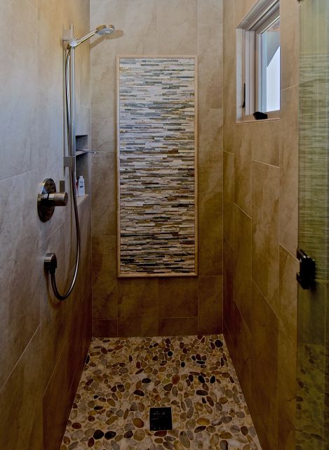 Custom Master Bath Shower With River Rock Floor | San Luis Obispo County, CA