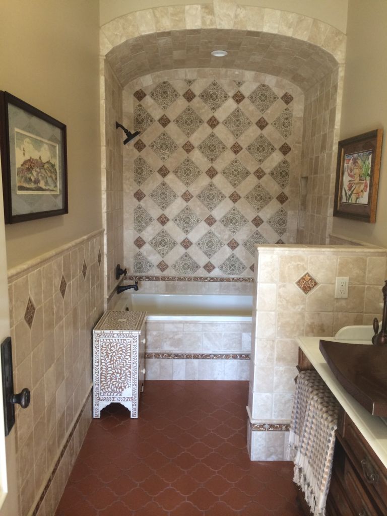 Arched Shower Ceiling and Decorative Pattern Custom Tile Installation | San Luis Obispo County, CA