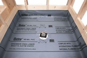 Example of a shower pan liner
