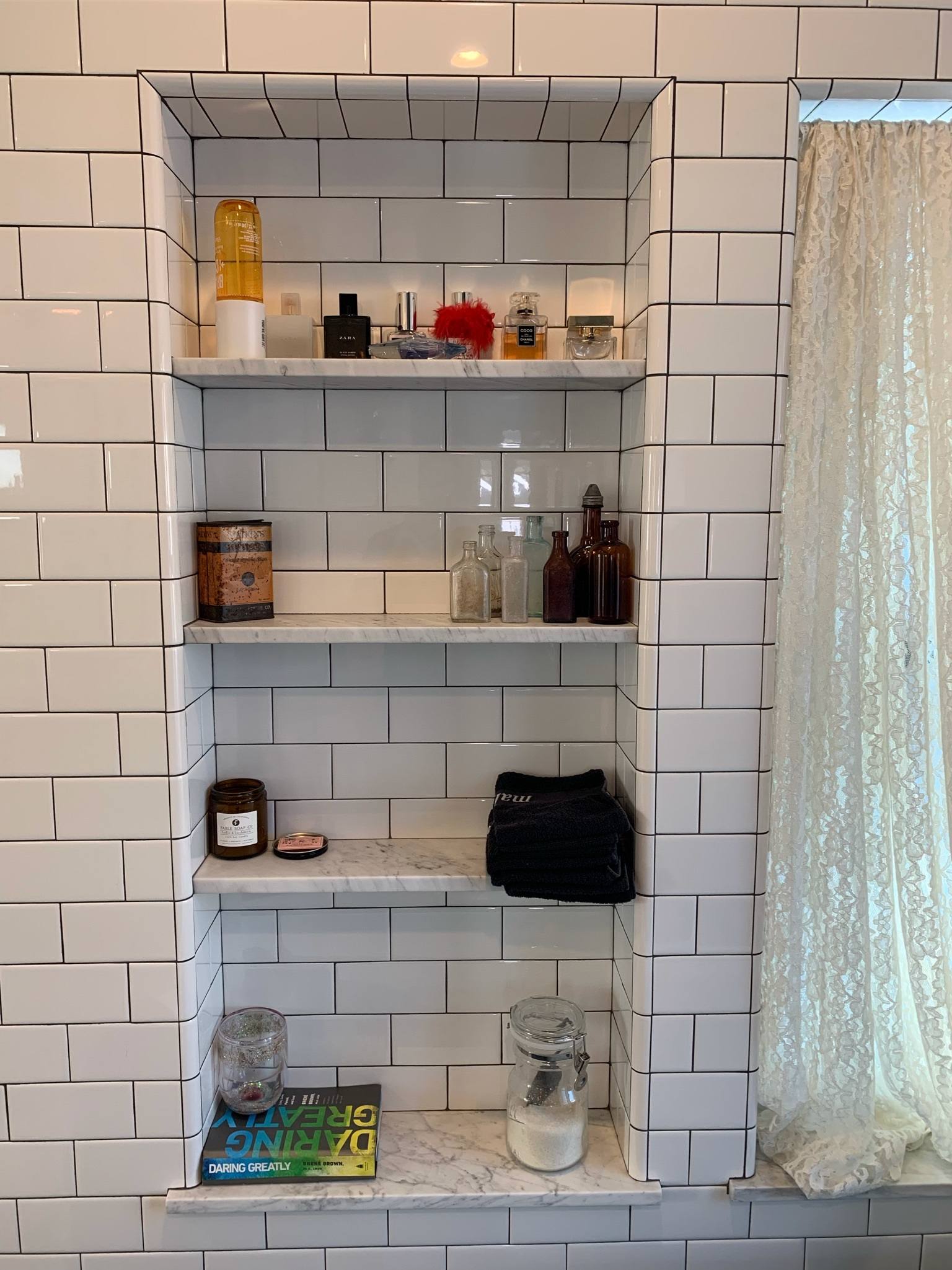 Custom Marble Shelves in Shower | San Luis Obispo, CA