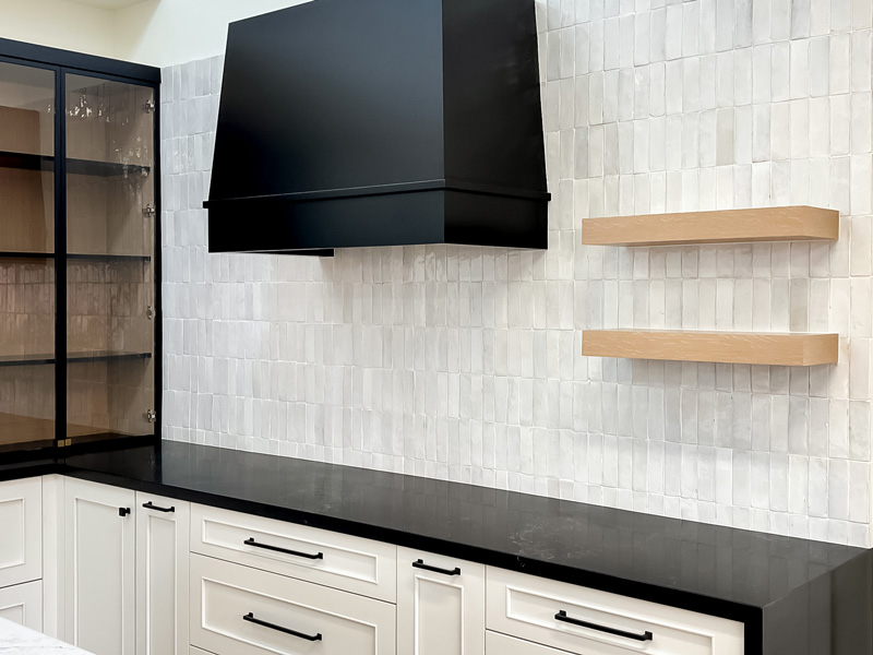Custom tile wall in kitchen