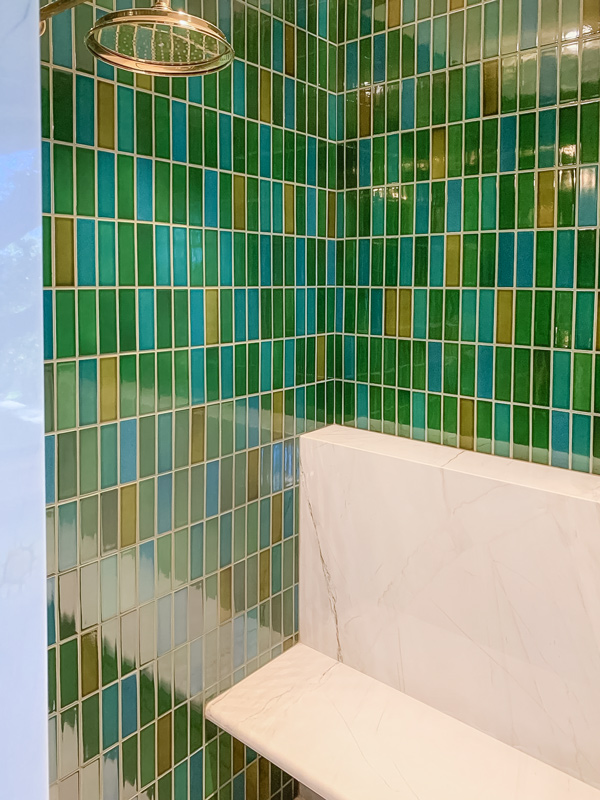 Gorgeous Shower With Shades of Green and Blue Tile | San Luis Obispo, CA