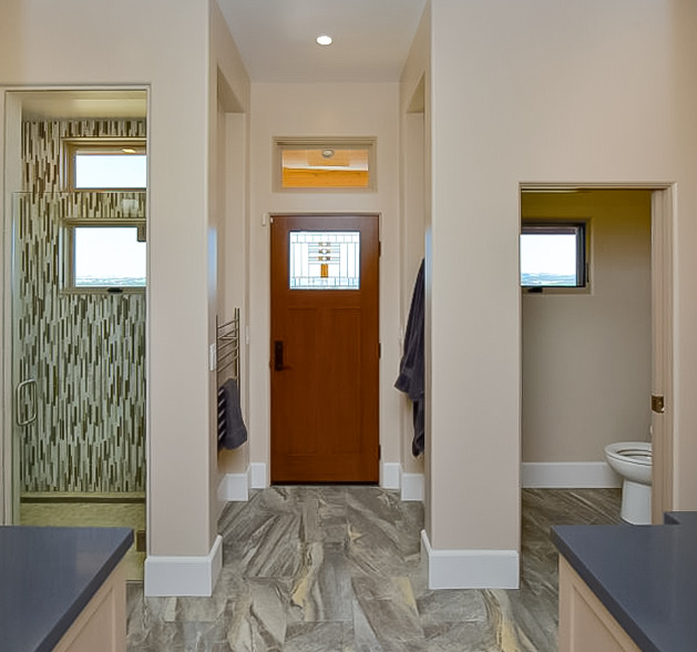 Master bathroom with custom tile shower