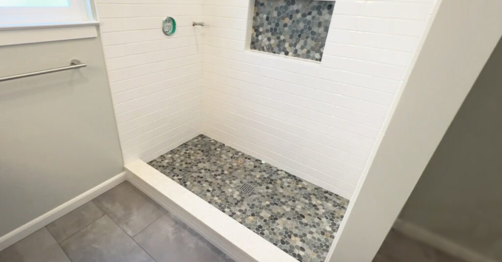 This is a beautiful, newly installed tile shower.