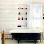 Bathroom with White Subway Tile and Niche