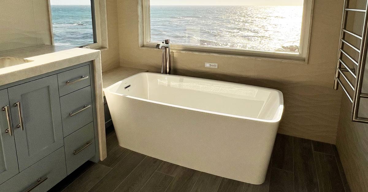 This image shows the tub installed.