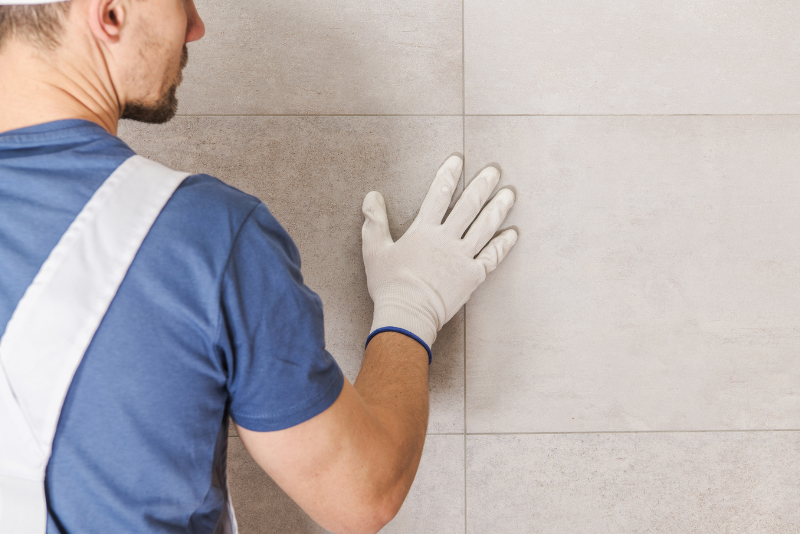 Bathroom shower tiles checked for cracks as part of a tile shower inspection checklist
